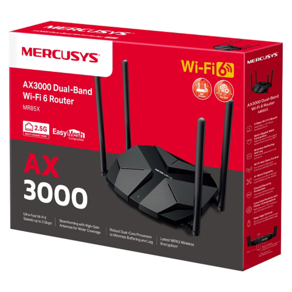 Mercusys MR85X AX3000 Dual-Band Wi-Fi 6 Router 4 Ports