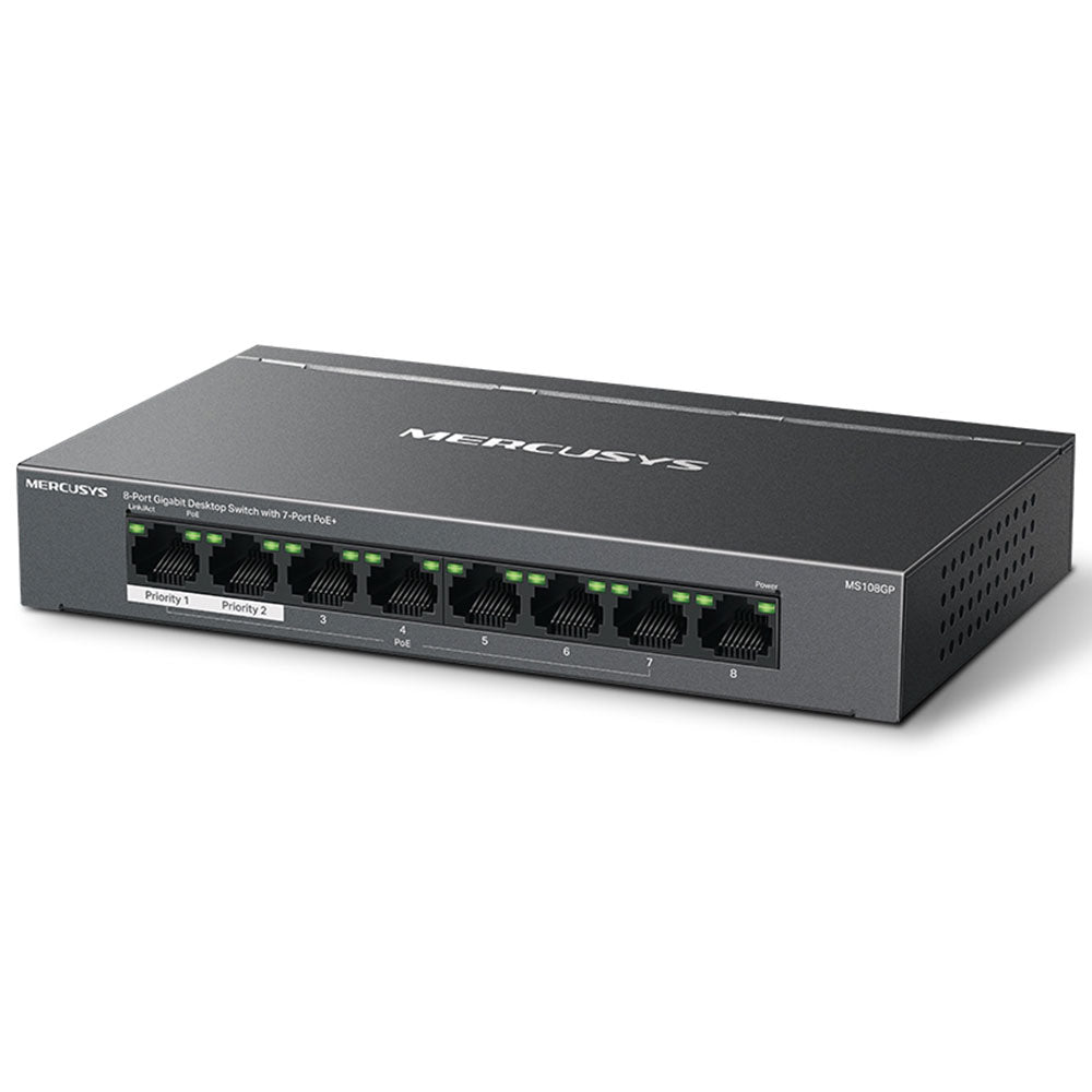 سويتش ميركوسيس 7 منافذ 10/100/1000 ميجابت في الثانية PoE+ + منفذ (RJ45) 10/100/1000 ميجابت في الثانية MS108GP Unmanaged