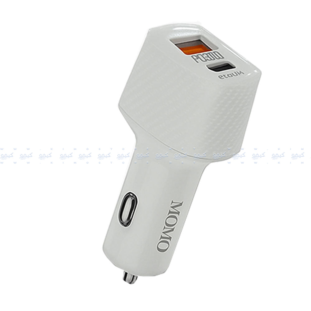 Momo Mini Turbo Fast MO-055503 Car Charger USB + Type-C 60W Fast Charging - White