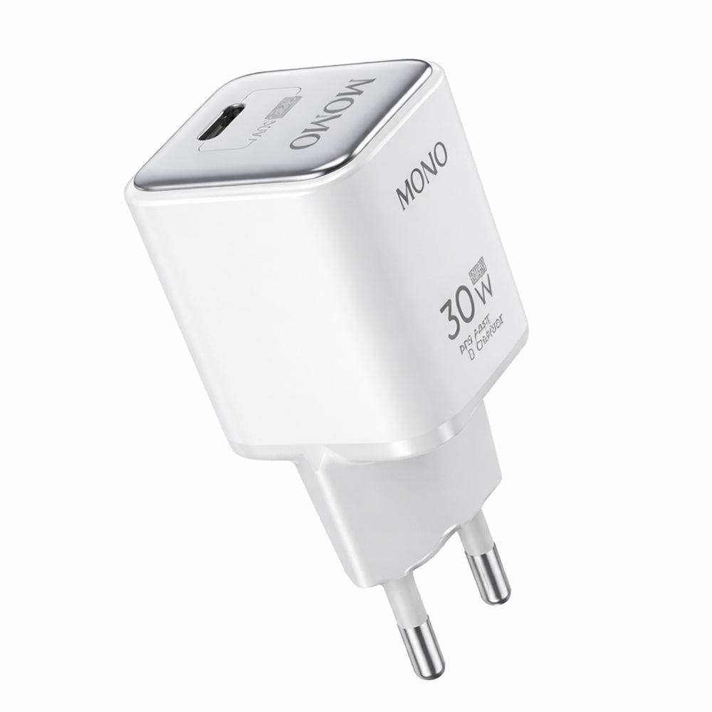 شاحن حائط مومو بمنفذ تايب سي بقوة 30 وات شحن سريع Mini Turbo Fast MO-066610 - ابيض