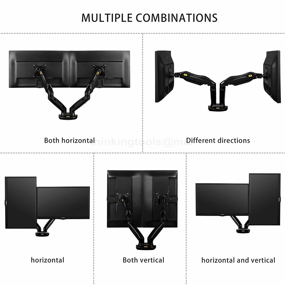NB F160 17-27 Inch Dual Arm Full Motion TV Stand