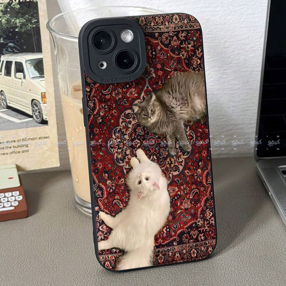 Nordic Retro Carpet Pattern Black & White Cat Eye Pattern Phone Cover