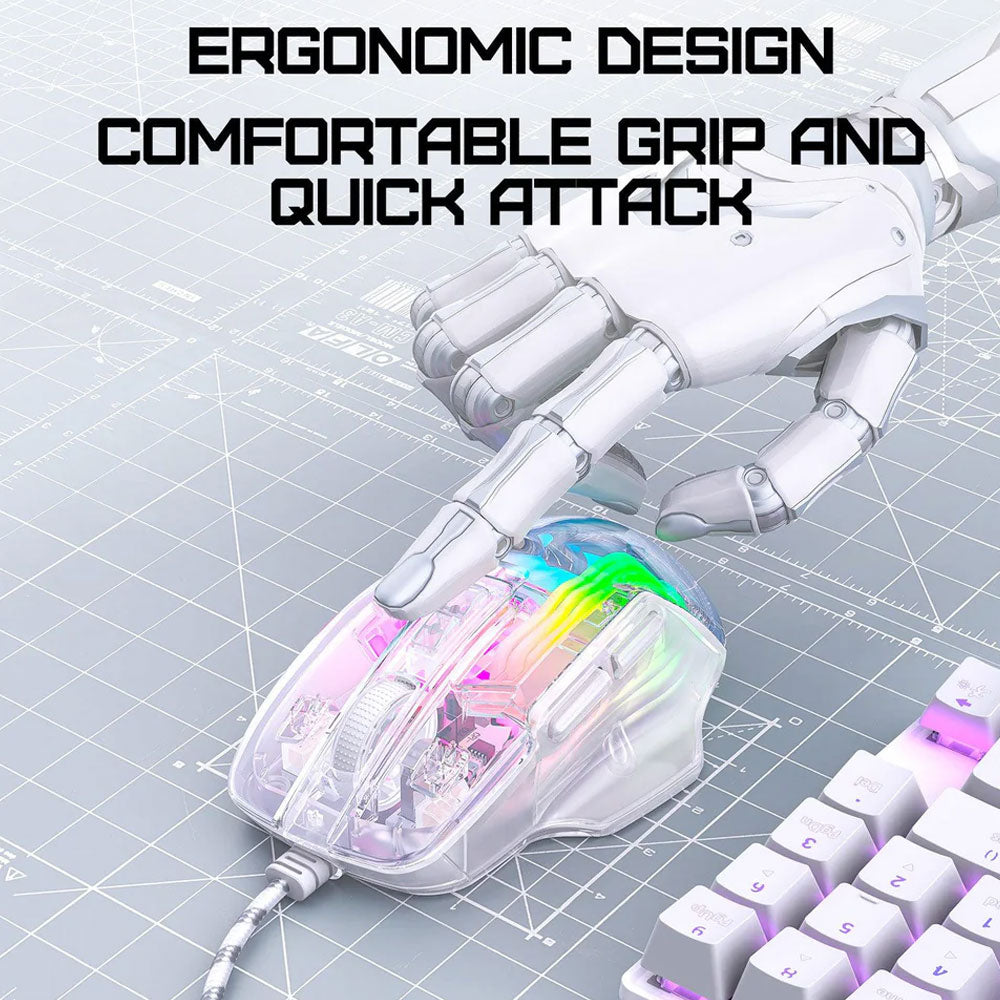 ماوس اونيكوما RGB جيمنج 12800 نقطة في البوصة CW923 - شفاف