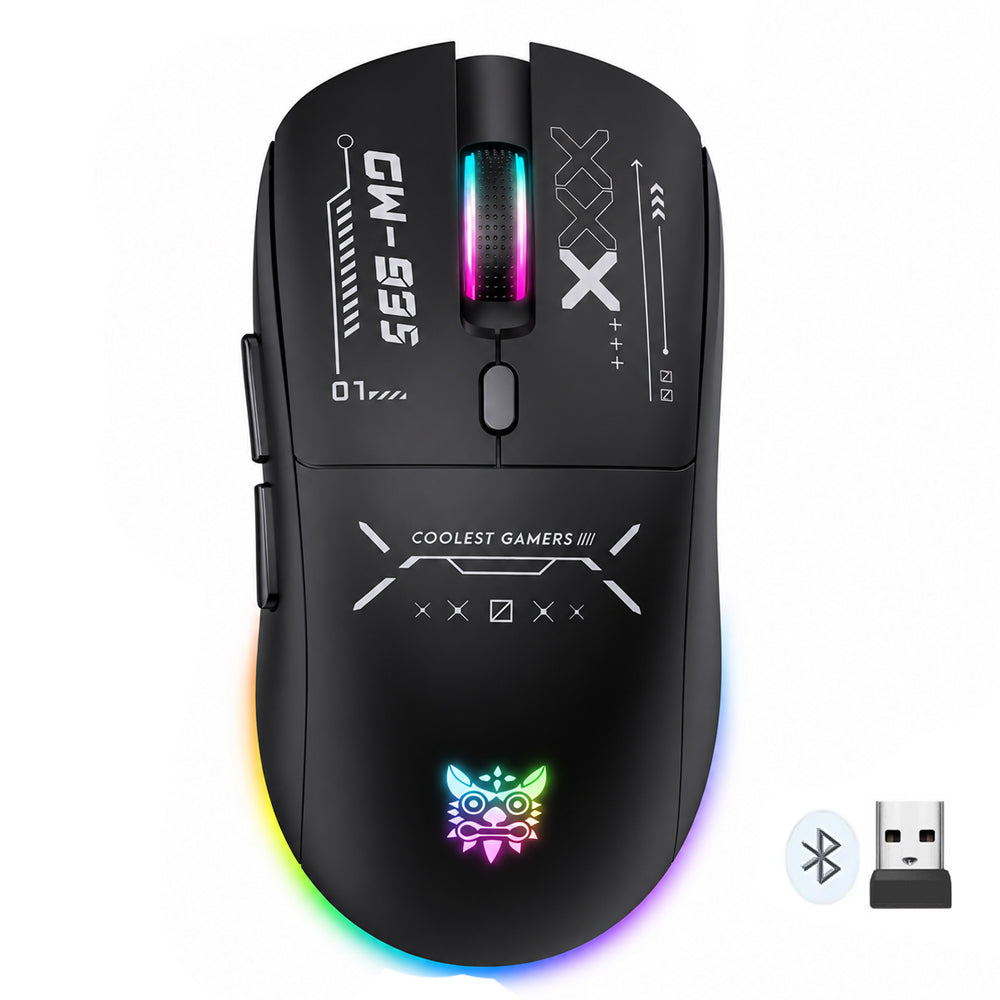 ماوس اونيكوما لاسلكي و سلكي بلوتوث قابل للشحن ثلاثي الوضع RGB جيمنج 12800 نقطة فى البوصة CW935 - أسود
