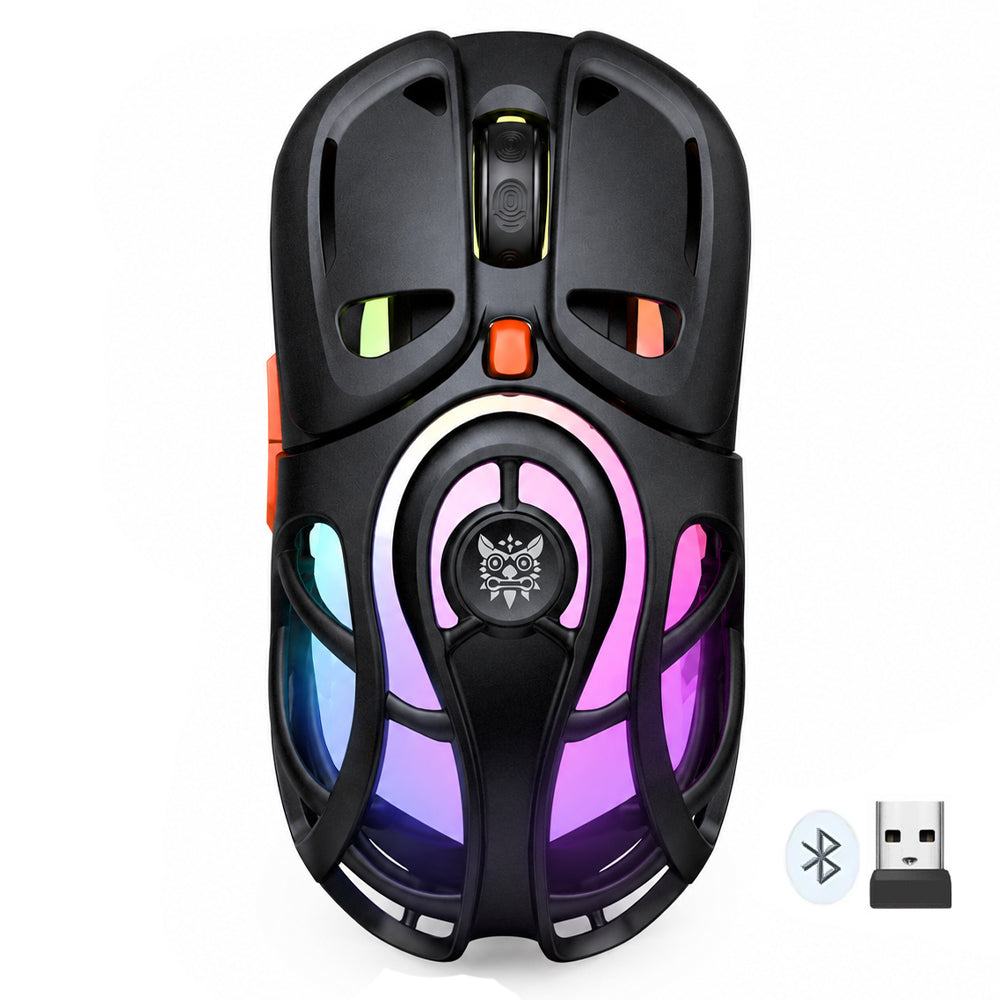 ماوس اونيكوما لاسلكي و سلكي بلوتوث قابل للشحن ثلاثي الوضع RGB جيمنج 12800 نقطة فى البوصة DM02 - أسود
