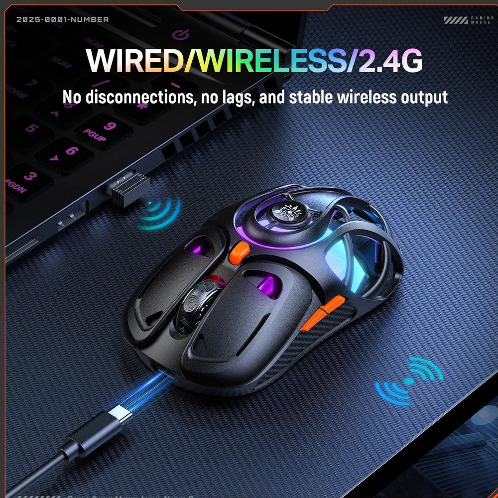 ماوس اونيكوما لاسلكي و سلكي بلوتوث قابل للشحن ثلاثي الوضع RGB جيمنج