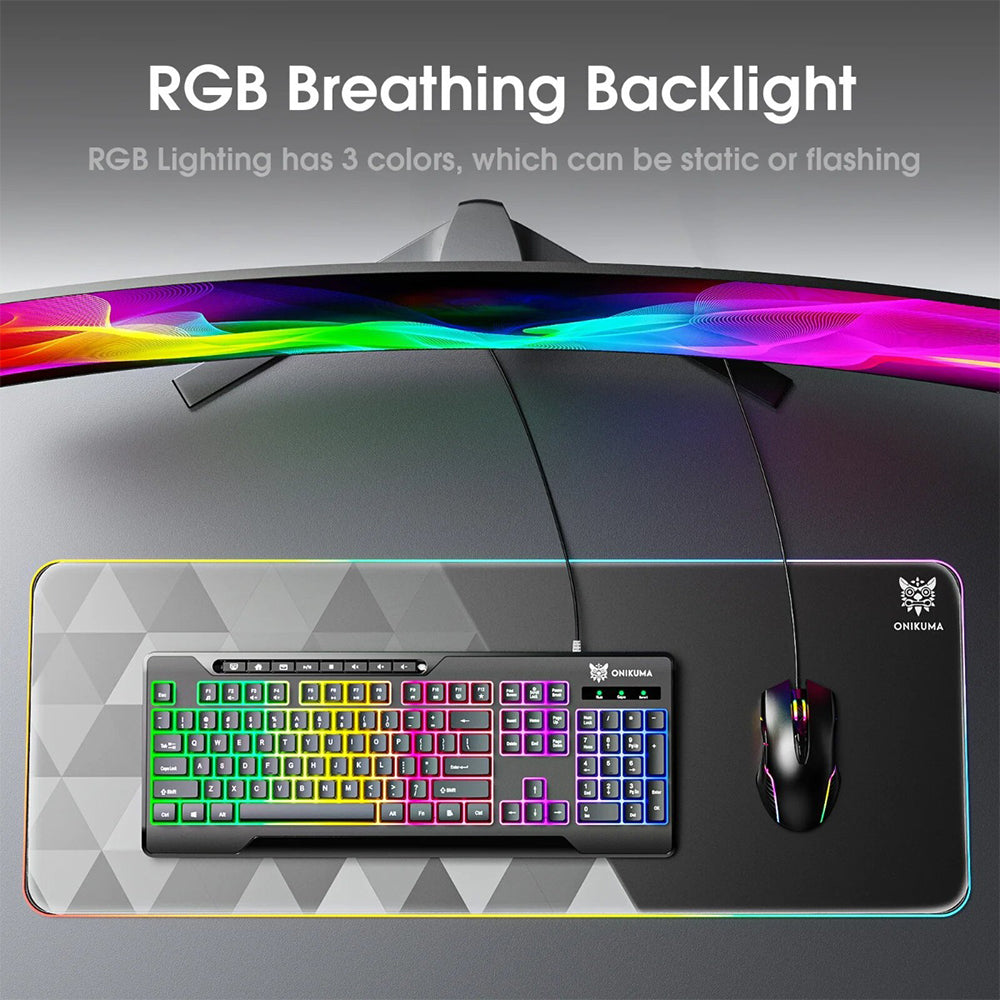 كيبورد اونيكوما سلكى RGB جيمنج إنجليزى G32 - اسود