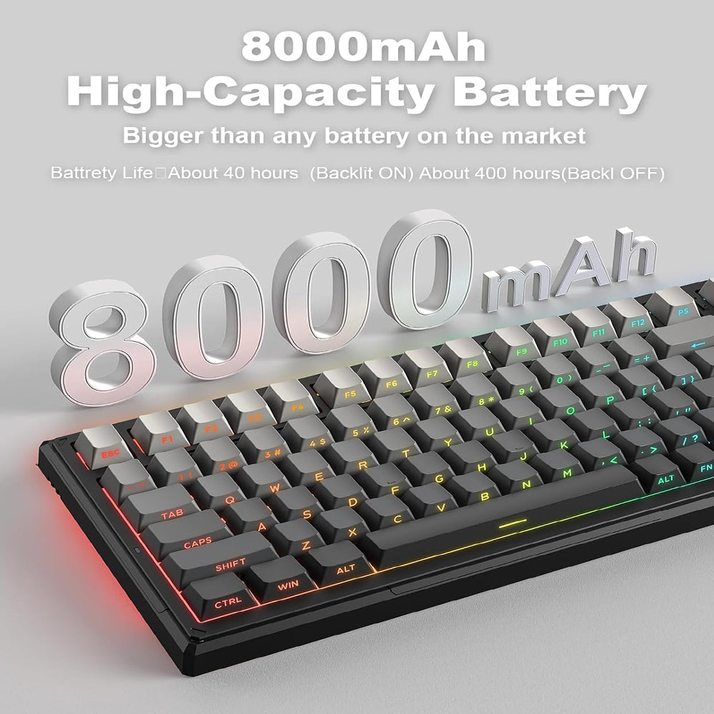كيبورد اونيكوما سلكي و لاسلكي بلوتوث ثلاثي الوضع RGB جيمنج إنجليزي G83 - اسود