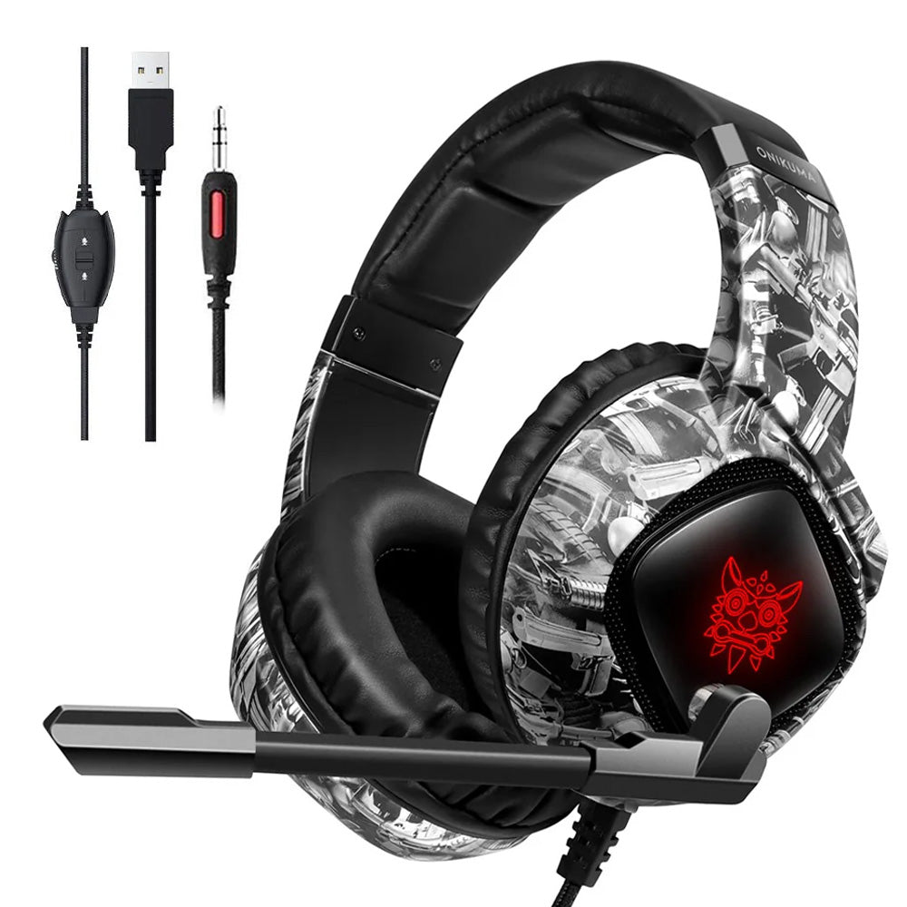 Onikuma K19 RGB Gaming Headset Camouflage Gray kimo store