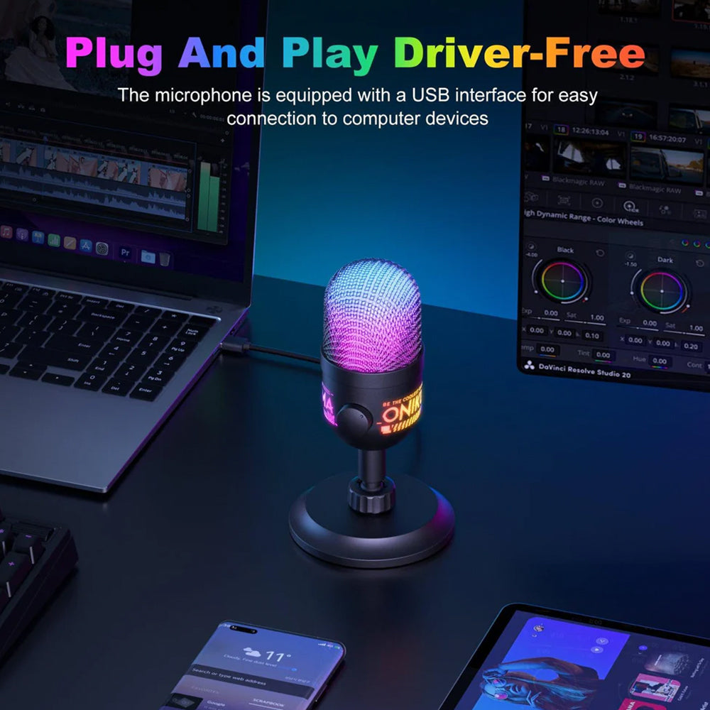 ميكروفون اونيكوما سلكي RGB جيمنج M930 Condenser - اسود