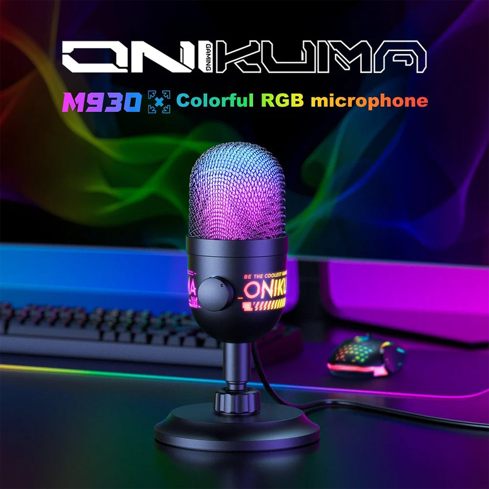 Onikuma M930 Condenser Wired RGB Gaming Microphone - Black
