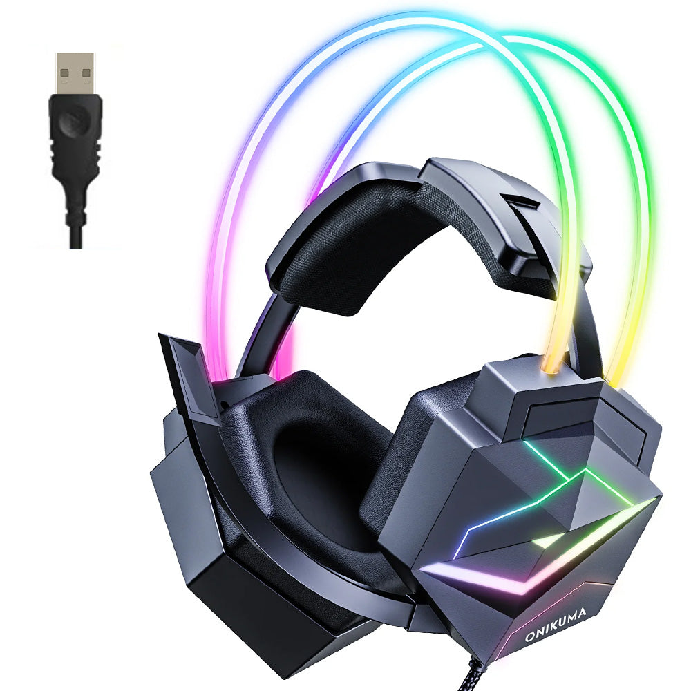 سماعة رأس اونيكوما RGB جيمنج 7.1 صوت محيطي X20 - اسود