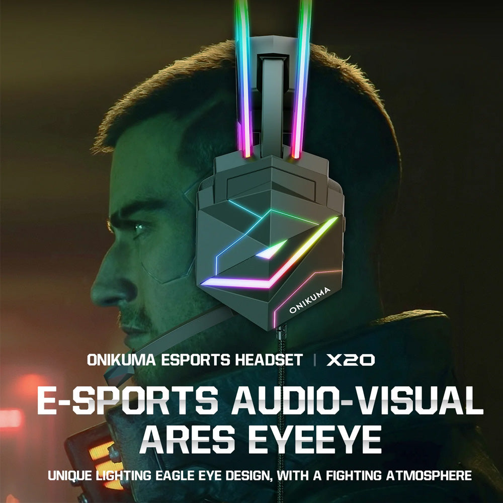 سماعة رأس اونيكوما RGB جيمنج 7.1 صوت محيطي X20 - اسود