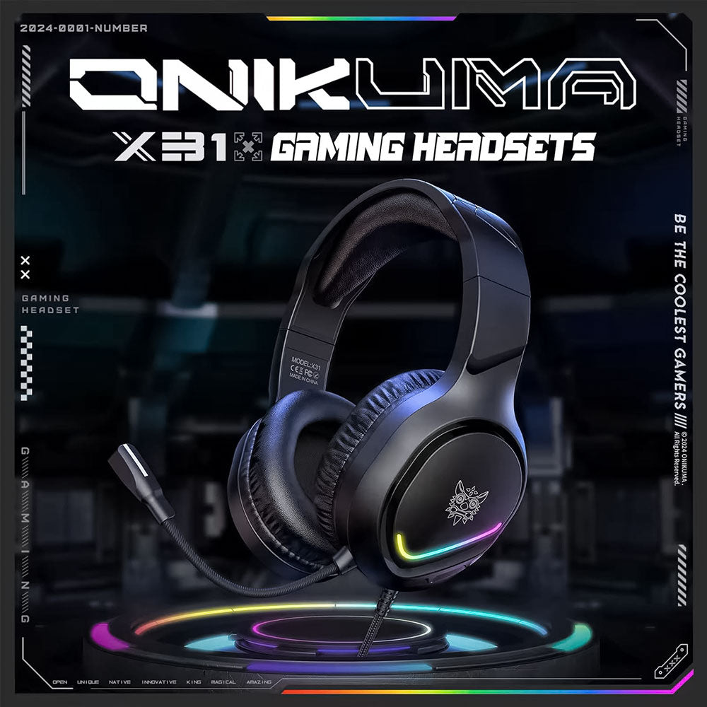 Onikuma X31 RGB Gaming Headset - Black