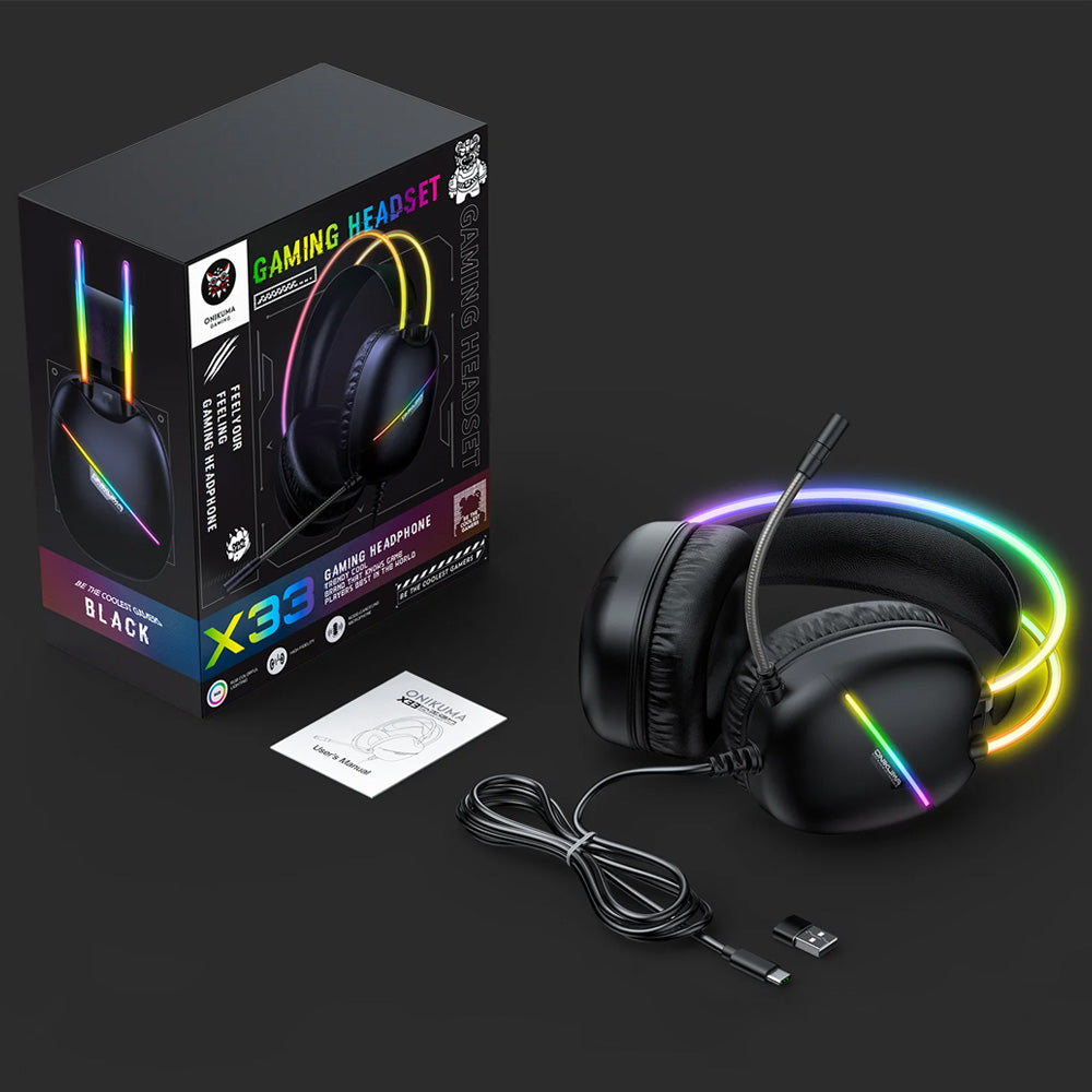 سماعة رأس اونيكوما RGB جيمنج X33 - اسود