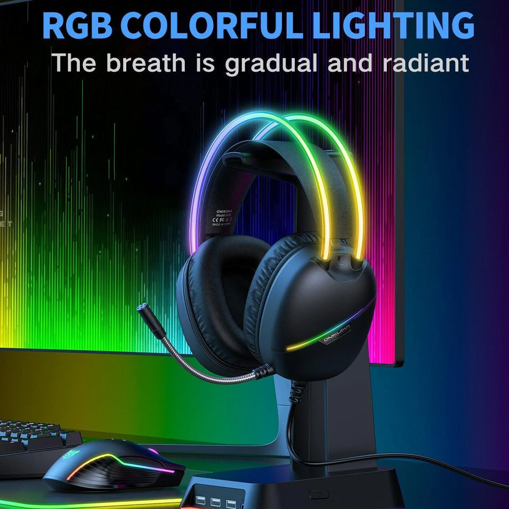 سماعة رأس اونيكوما RGB جيمنج X33 - اسود