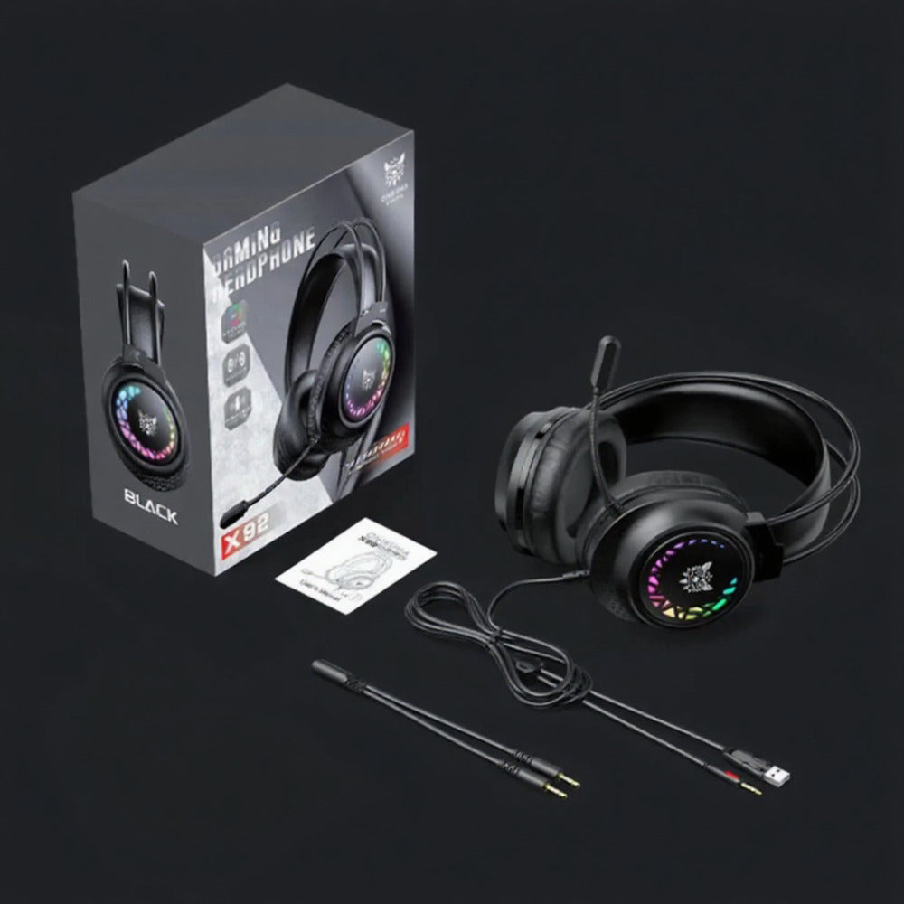 سماعة رأس اونيكوما RGB جيمنج X92 - أسود
