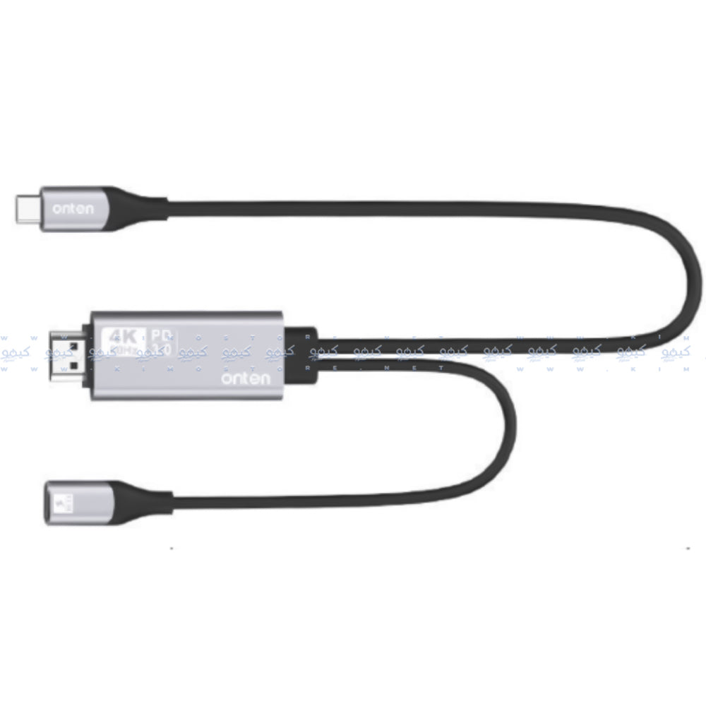 Onten OTN-9572PD Type-C To HDMI 4K Converter Cable + PD Charging 1.8m - Silver