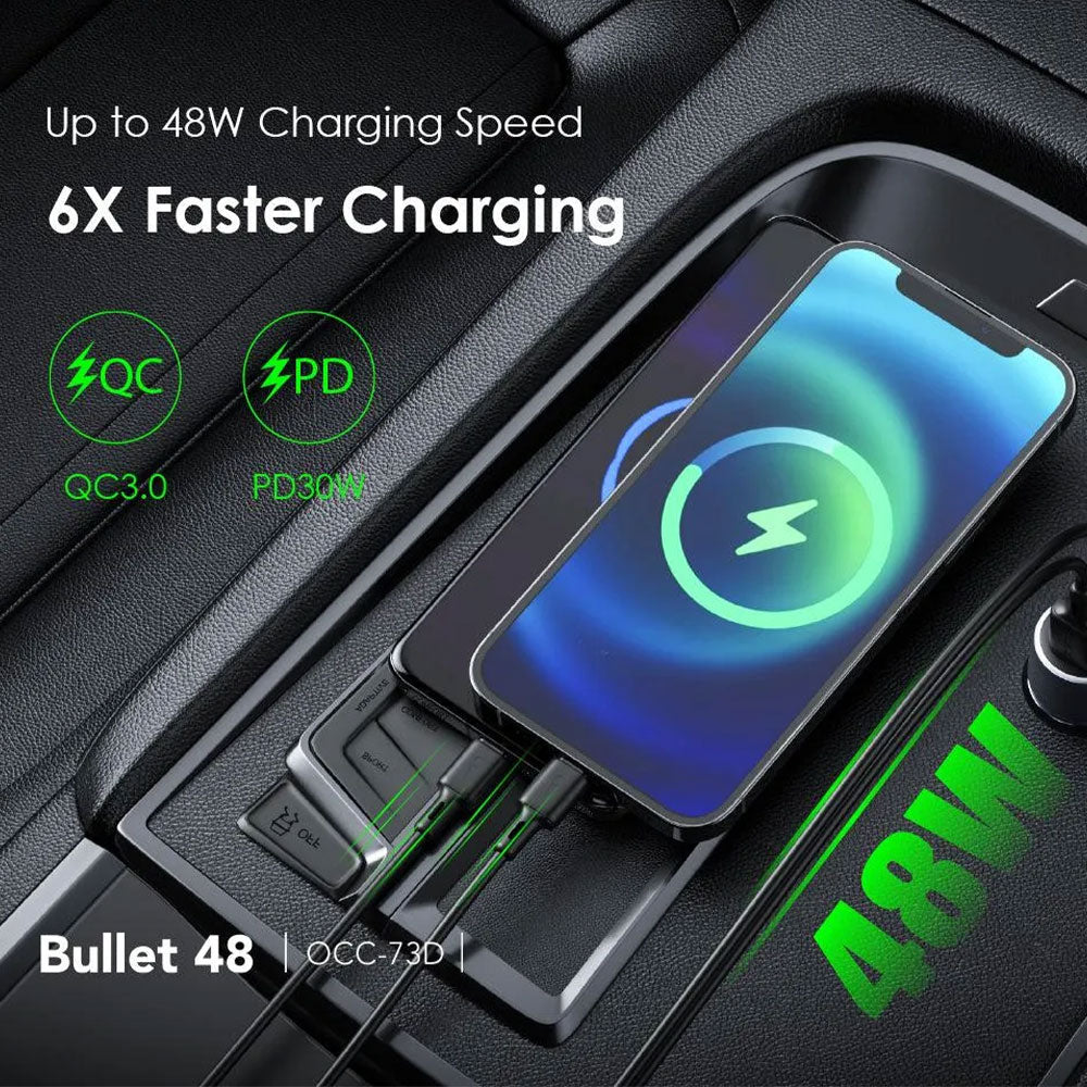 Oraimo Bullet 48 OCC-73D Car Charger Type-C + USB 48W Fast Charging - Black