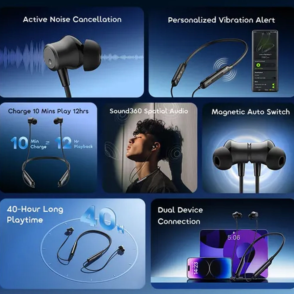 سماعة أذن لاسلكية اورايمو Necklace 5 OEB-611 Neckband - أسود