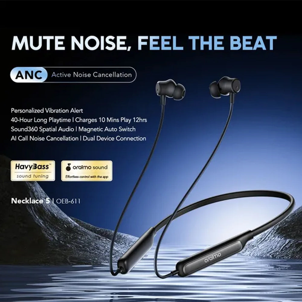 سماعة أذن لاسلكية اورايمو Necklace 5 OEB-611 Neckband - أسود