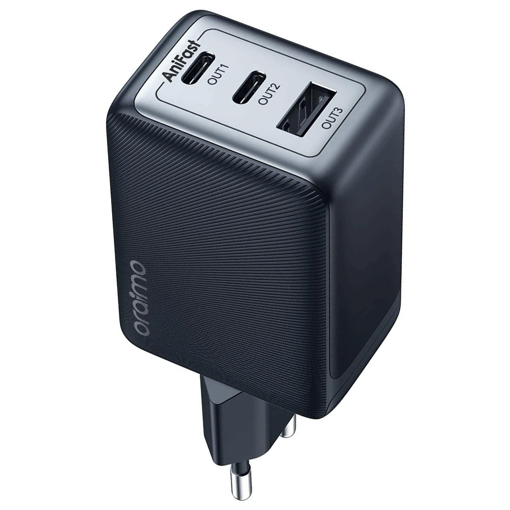 Oraimo OCW-E111T Wall Charger 2x Type-C + USB 65W Fast Charging - Black