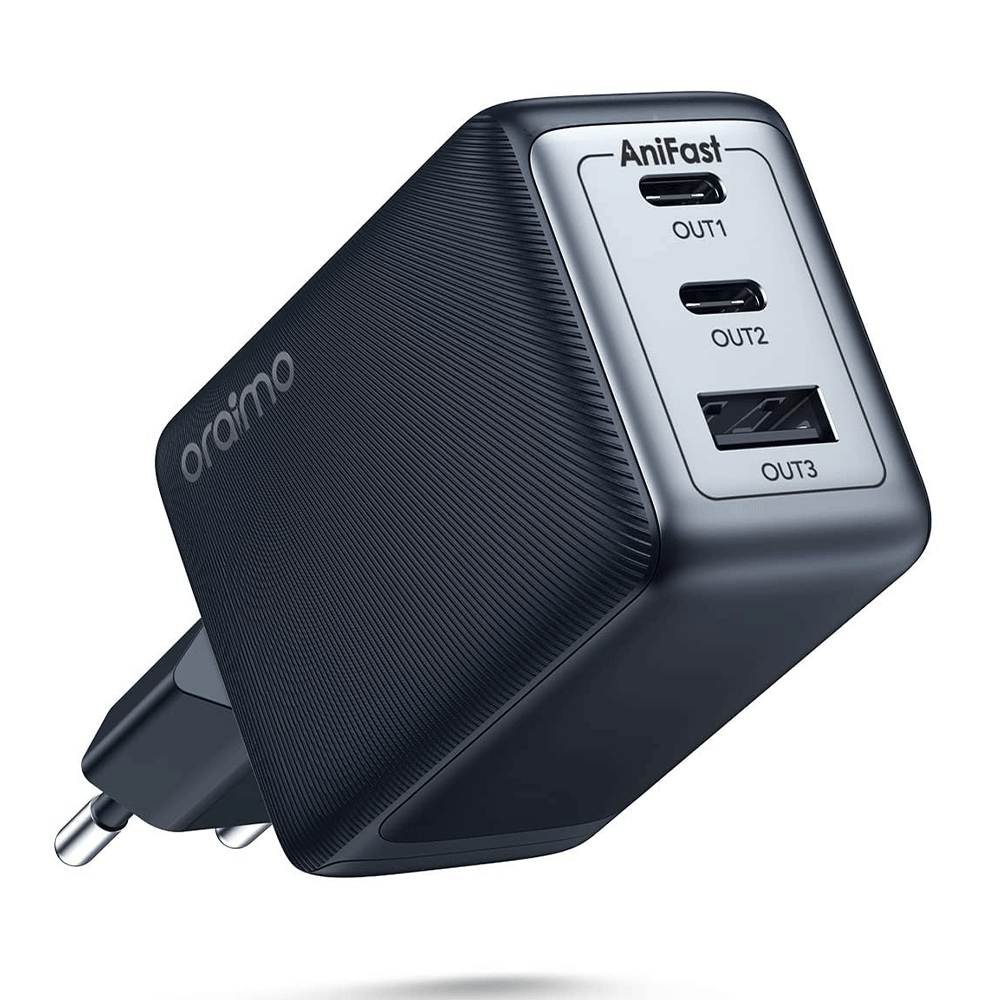 Oraimo OCW-E111T Wall Charger 2x Type-C + USB 65W Fast Charging - Black