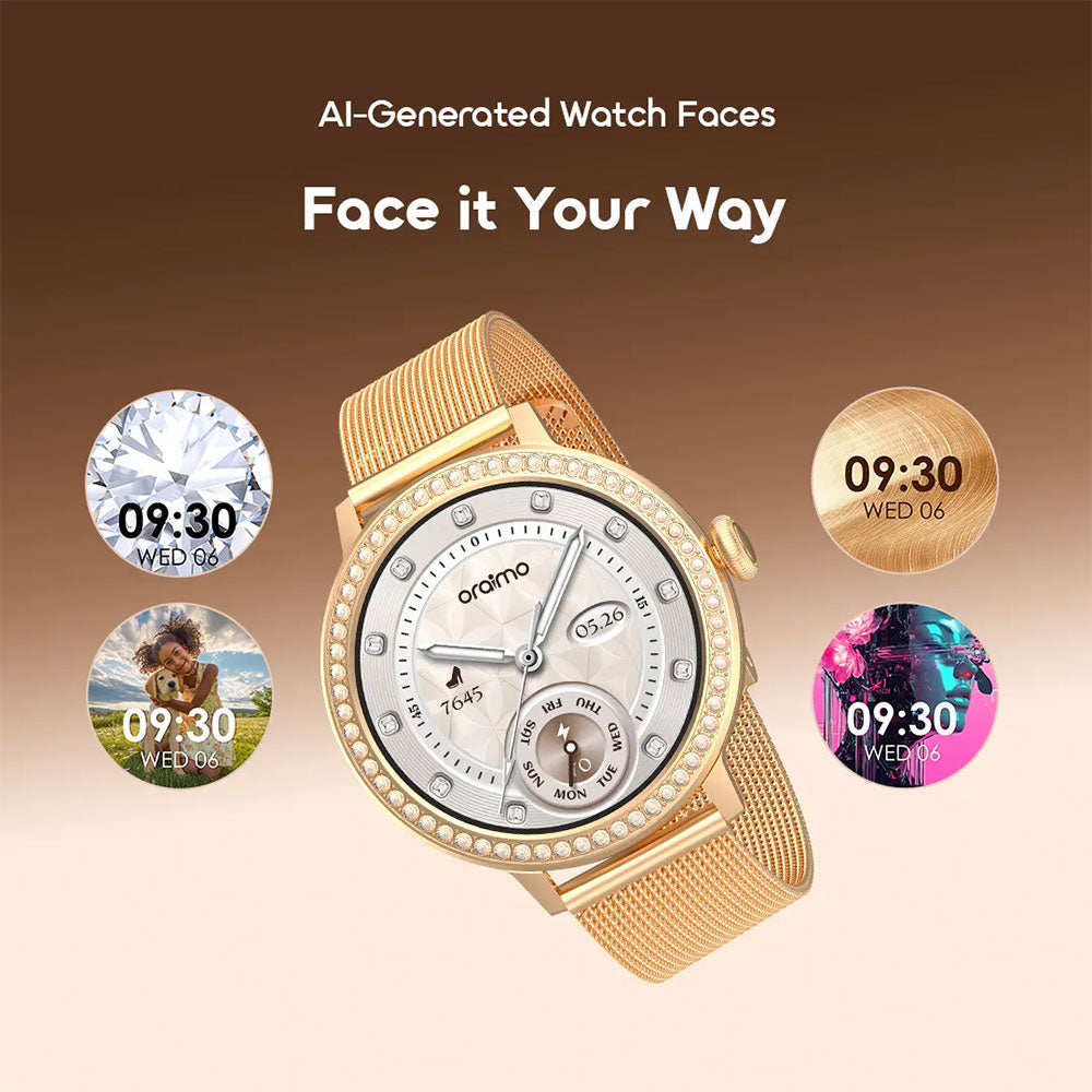 ساعة سمارت اورايمو Muse 2 OSW-833N هيكل ذهبي مع سوار معدن روز جولد