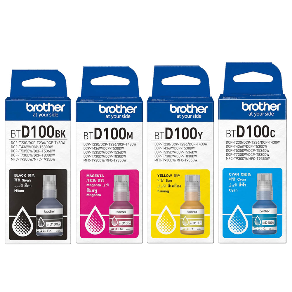 Pack of 4 Brother BTD100 Original Ink Cartridge Set Black & Tri Color