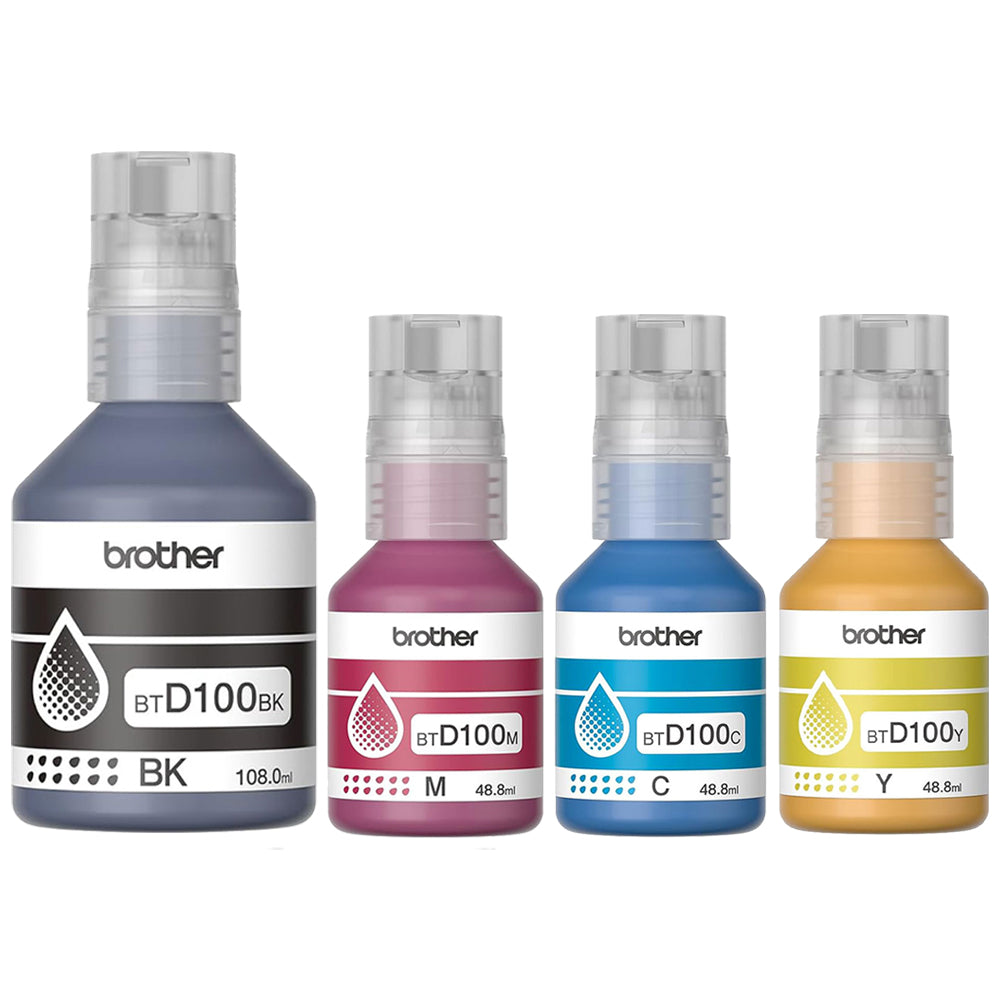 Pack of 4 Brother BTD100 Original Ink Cartridge Set Black & Tri Color