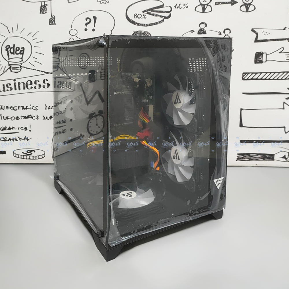 Phantom Aurora Pro Gaming Mid Tower Case (Intel Core i5-4th - Ram 16GB (2x8) - Transcend SSD 128GB - AMD Radeon RX580 8GB GDDR5 - M.B Gigabyte GA-H81M-WW - Micronics The Classic II Power Supply 500W) Ready PC (Used)