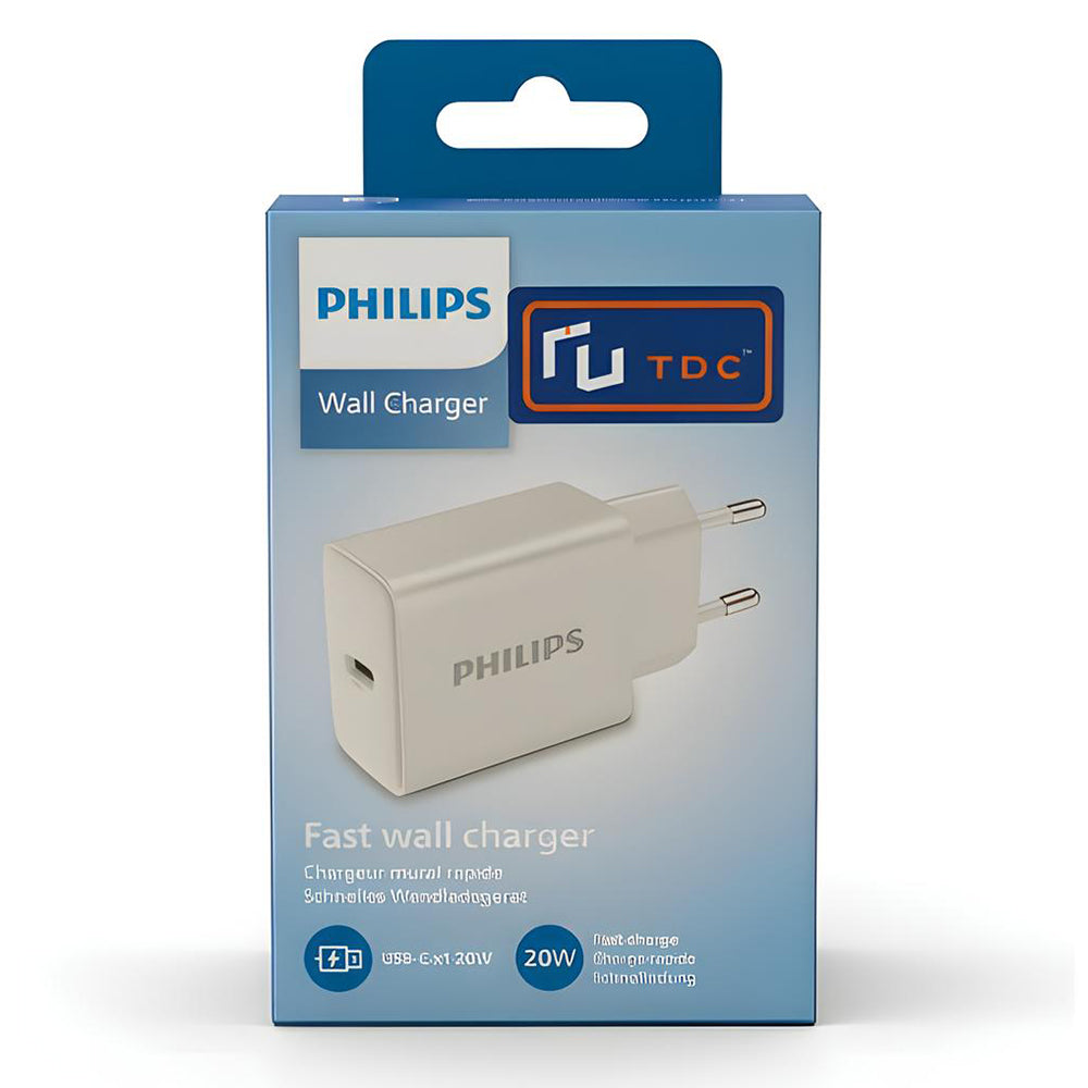 Philips GaN DLP2629CW Wall Charger Type-C 20W Fast Charging - White