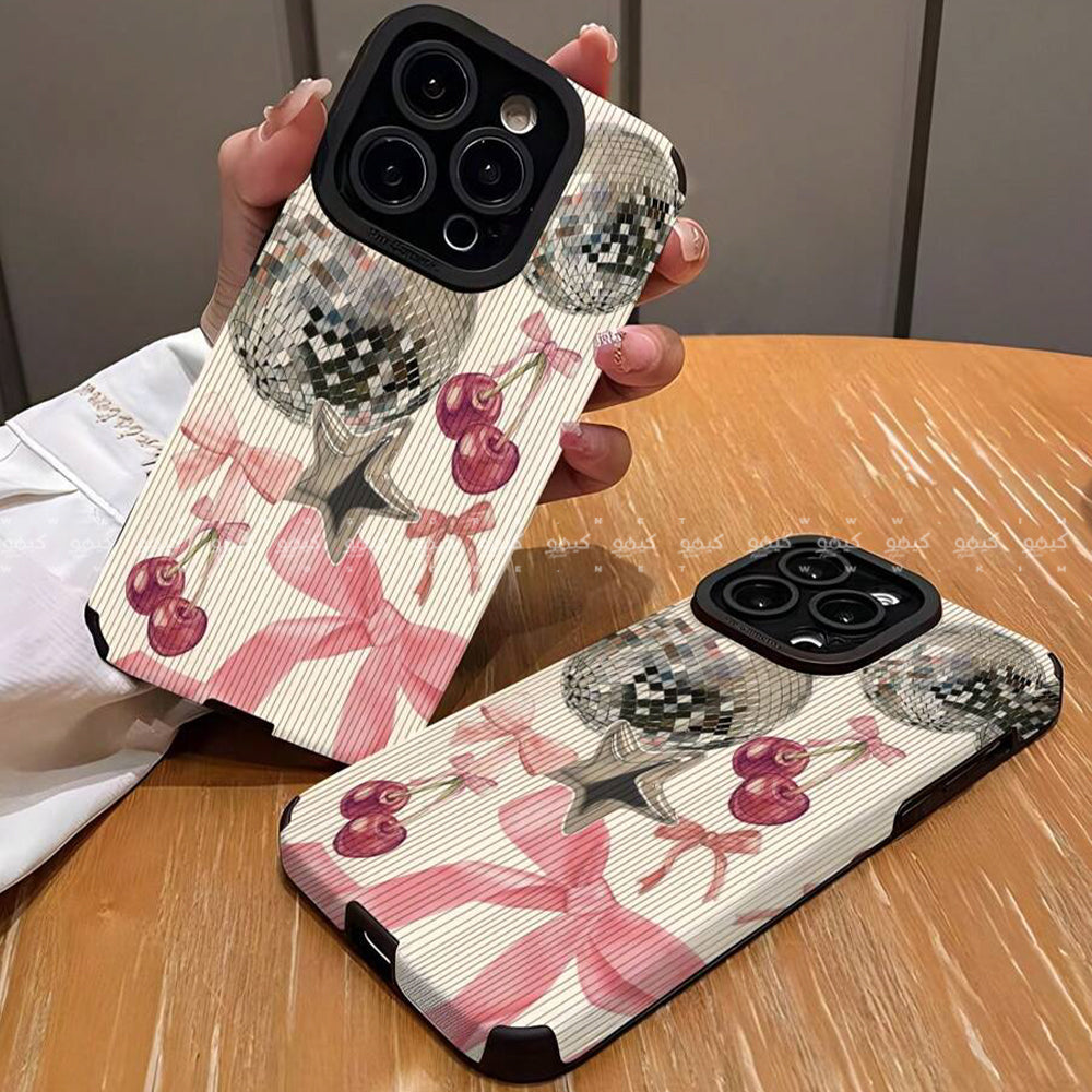 Pink Bow Cherry Ball Stripe Phone Cover
