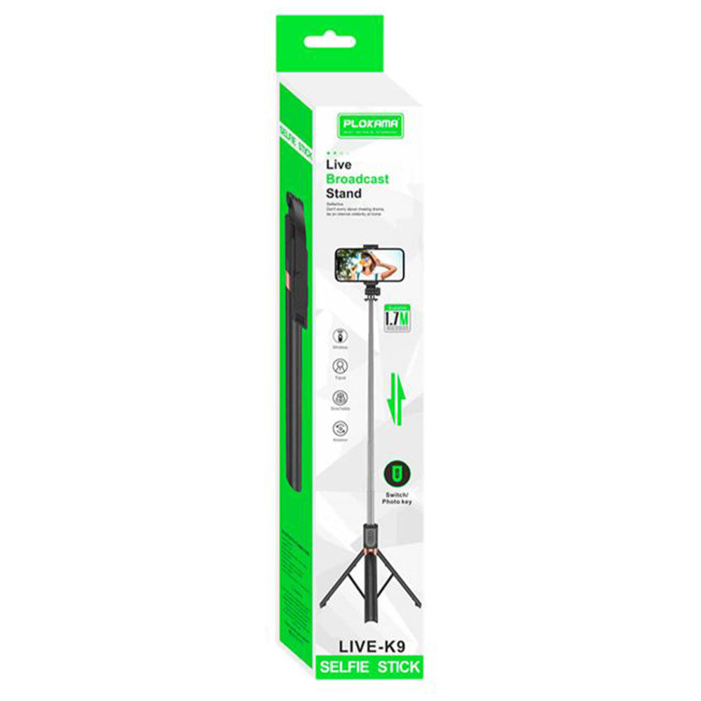 Plokama LIVE-K9 Bluetooth Foldable Tripod Selfie Stick