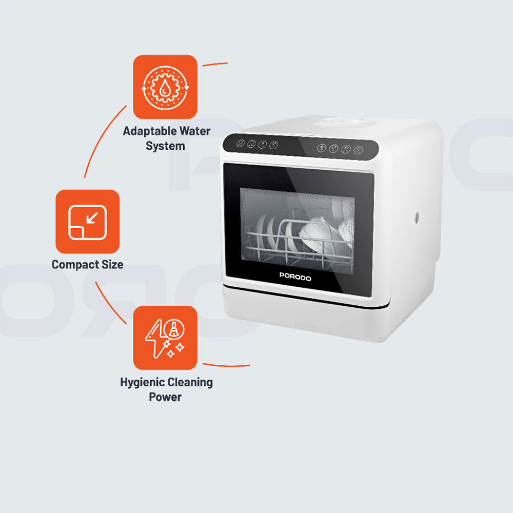 Porodo Lifestyle Counter-Top Dishwasher PD-LFST046-WH 1000W - White