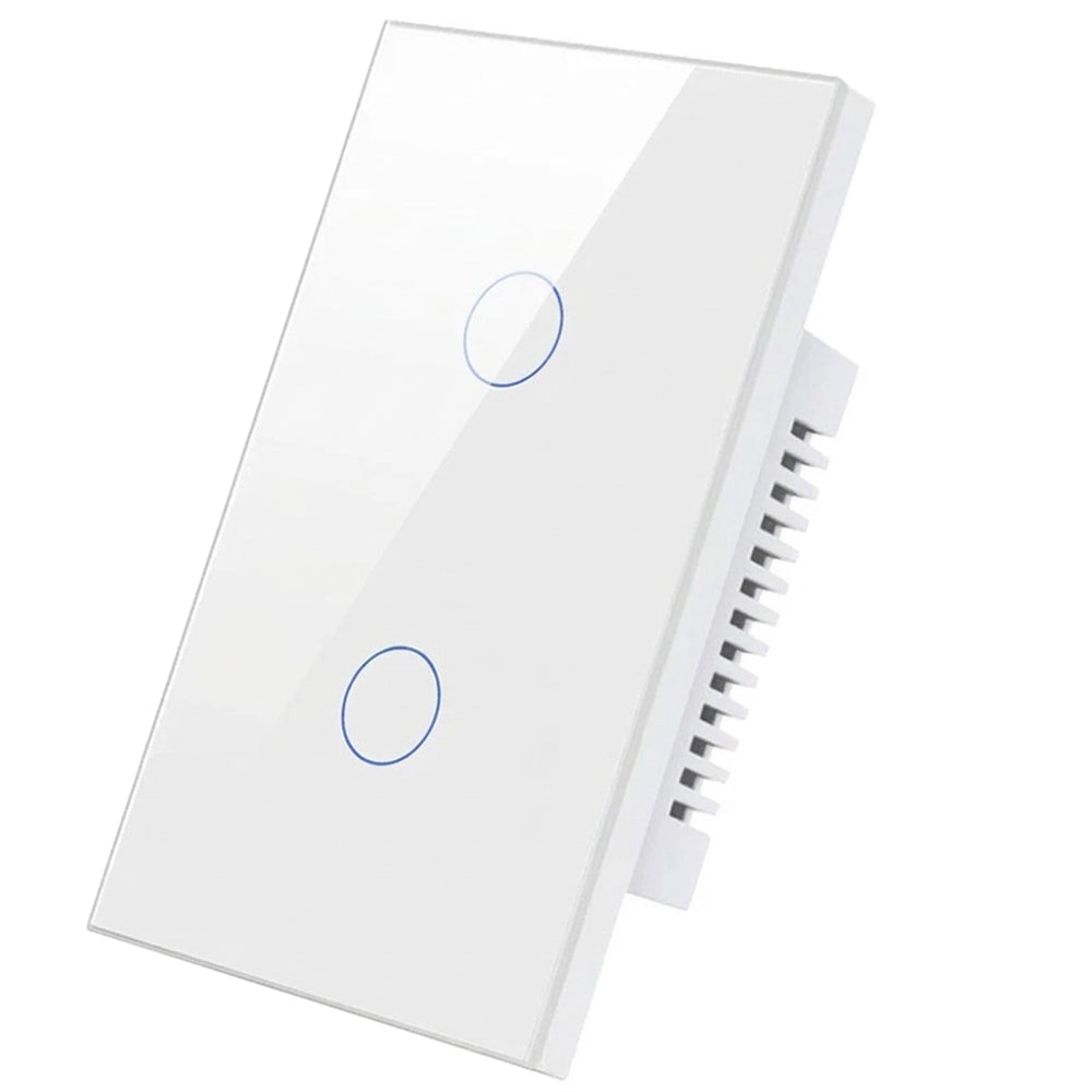 مفتاح حائط سمارت باللمس من الزجاج مفتحين بتقنية QQZBLN-102-W ZigBee - ابيض
