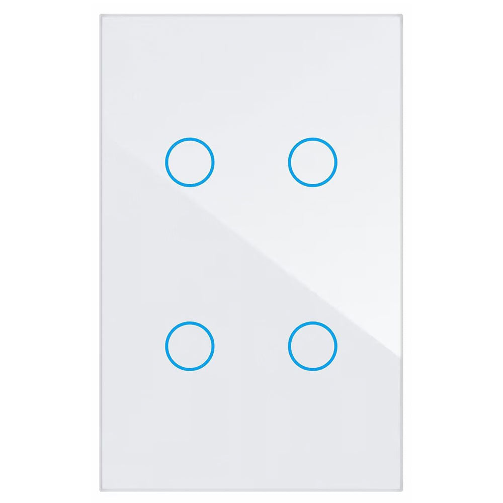 QQZBLN-104-W ZigBee Glass Smart Touch Wall Switch 4 Gang - White