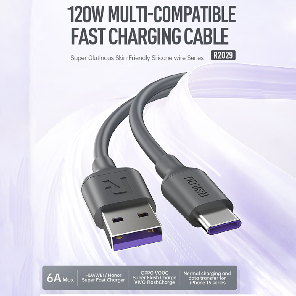 RSILOU R2029-001 USB To Type-C Cable 120W Fast Charging 1.2m - Black