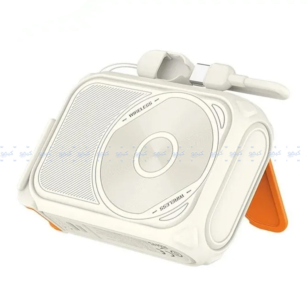 Recci Voyage RPB-A06 5in1 Magnetic Wireless Power Bank With Holder USB + Type-C + Lightning 22.5W Fast Charging 10000mAh Built-In Charger + Type-C Cable - White