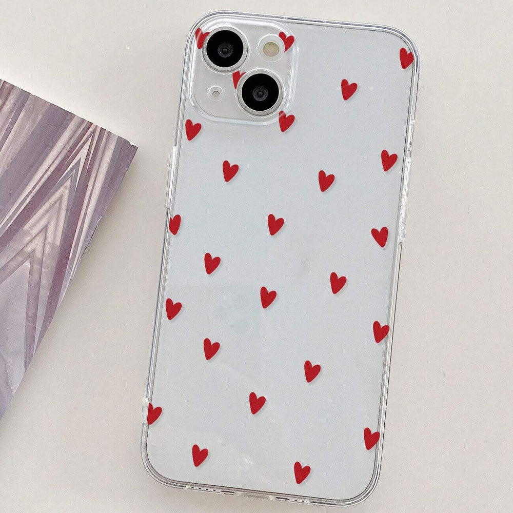 Red Hearts Transparent Phone Cover iPhone