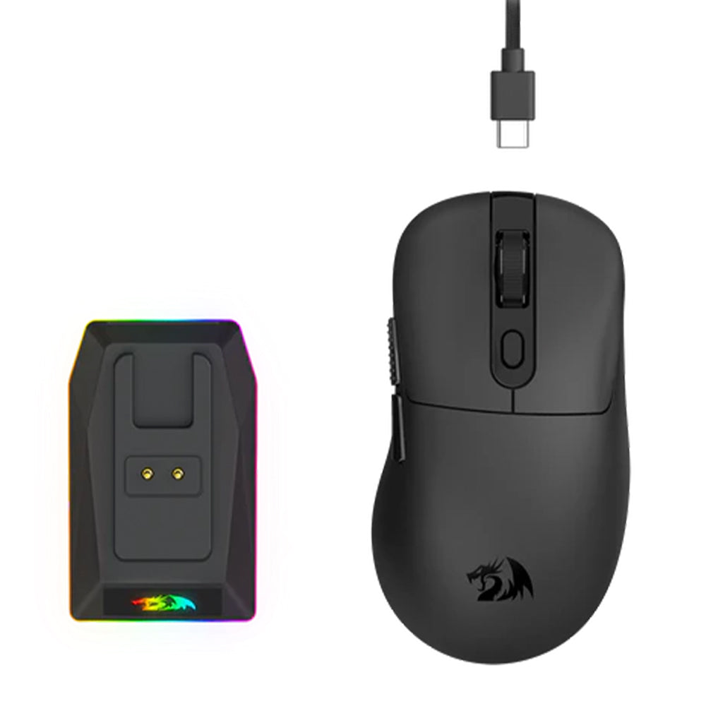 Redragon Ebony M998-STD-1K Triple Mode Bluetooth Wireless & Wired Mouse 24000Dpi With RGB Magnetic Charging Dock