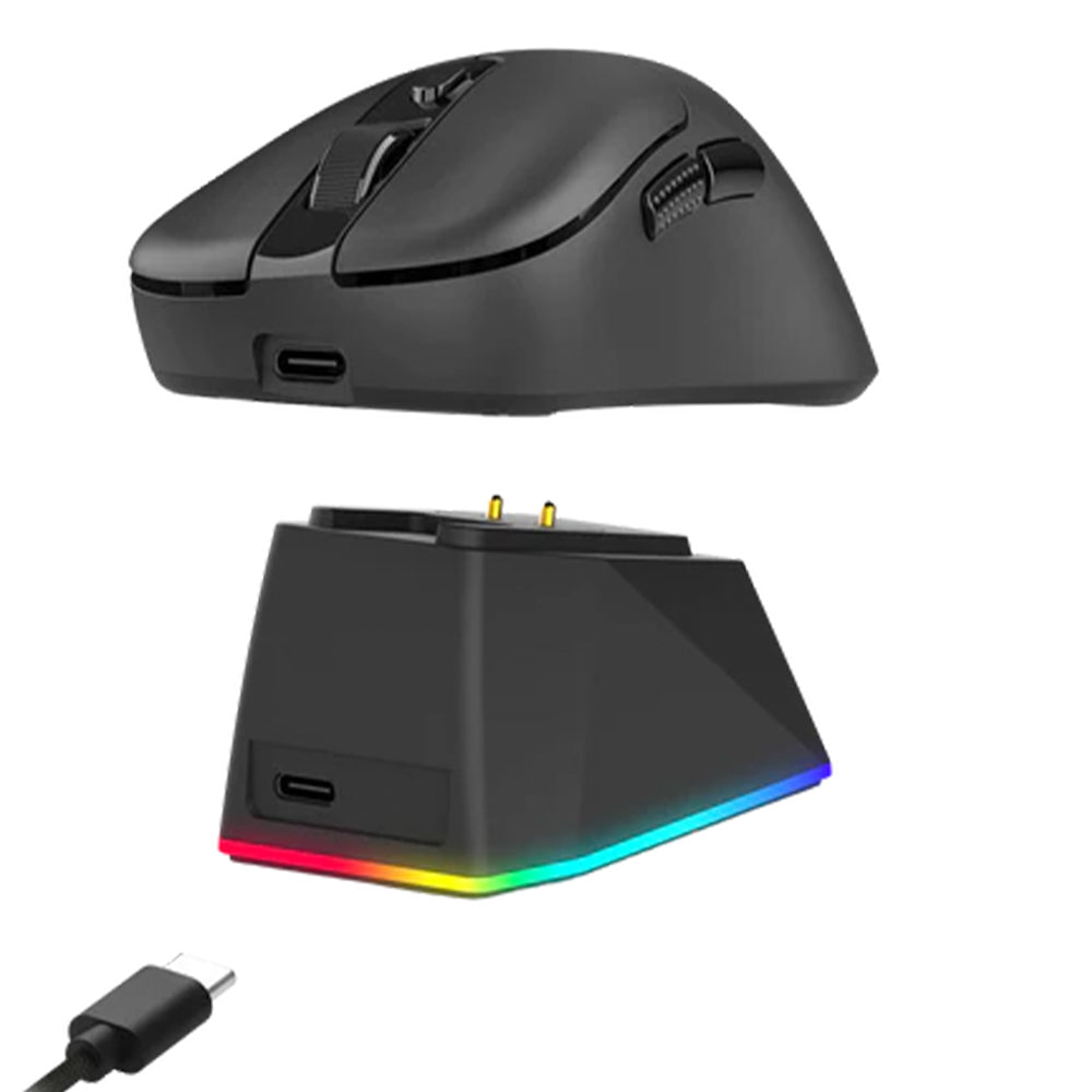 Redragon Ebony M998-STD-1K Triple Mode Bluetooth Wireless & Wired Mouse 24000Dpi With RGB Magnetic Charging Dock