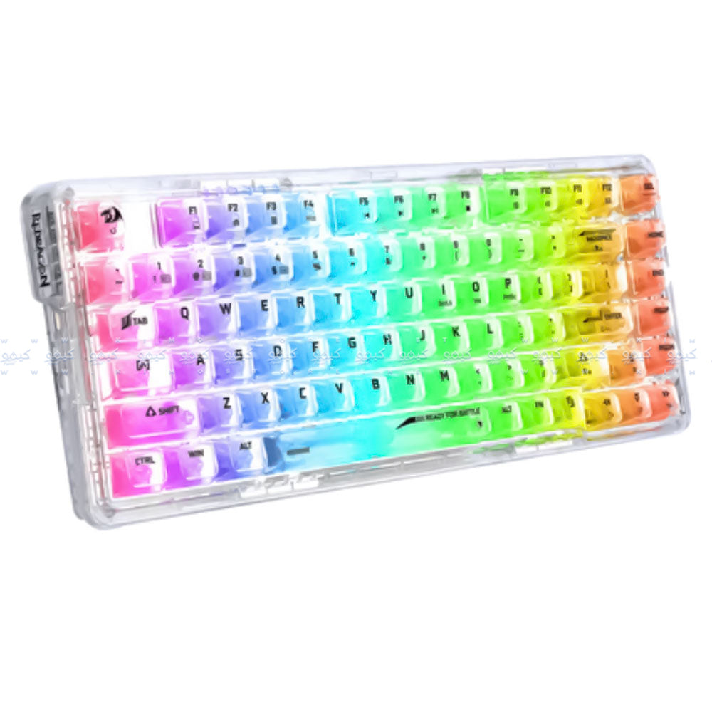 كيبورد ريدراجون سلكي و لاسلكي بلوتوث قابل للشحن RGB جيمنج إنجليزي وعربي Elf Pro K649CT