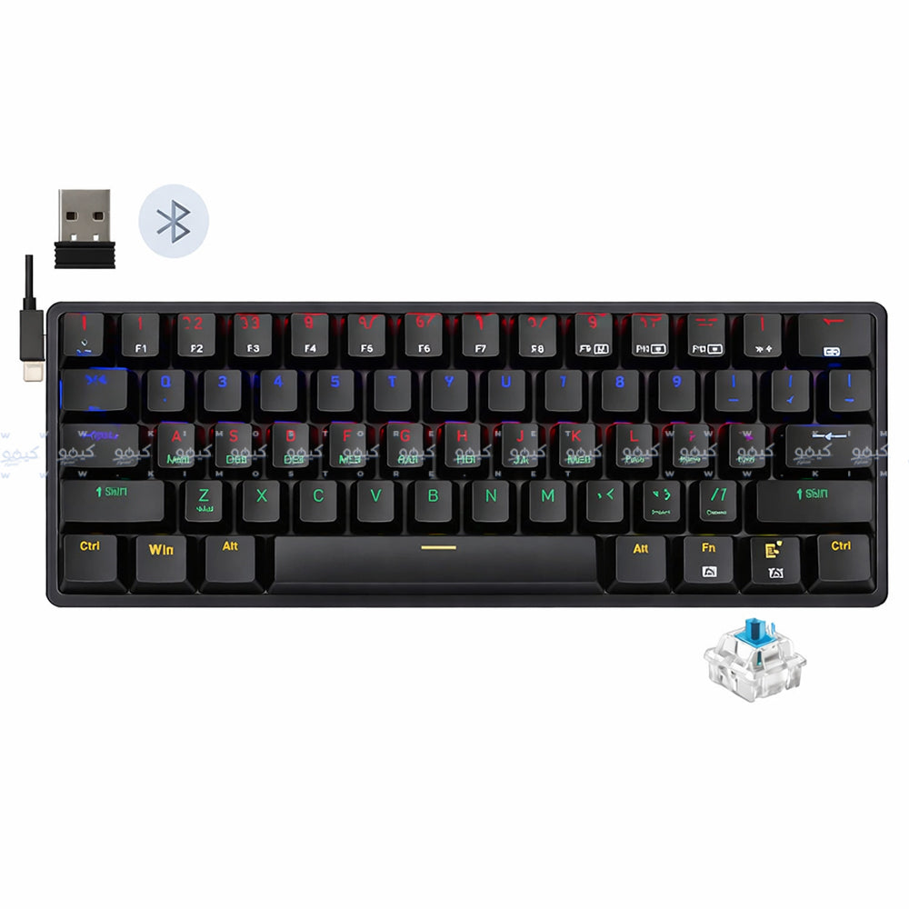 Redragon Elise Pro K615P-KBS Blue Switch Triple Mode Bluetooth Wireless & Wired RGB Gaming Keyboard English & Arabic