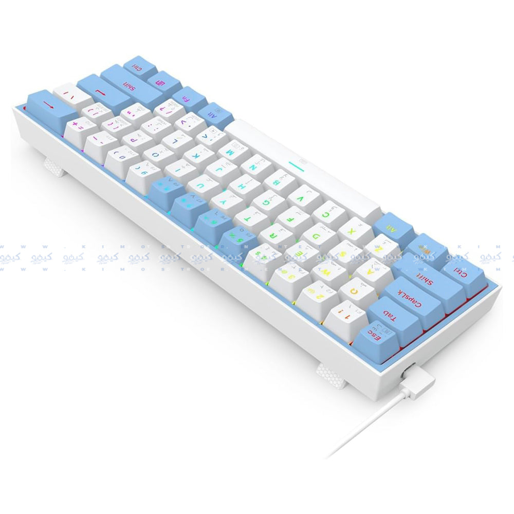 كيبورد ريدراجون سلكي RGB جيمنج سويتش احمر إنجليزي وعربي Fizz K617WB - أبيض x أزرق