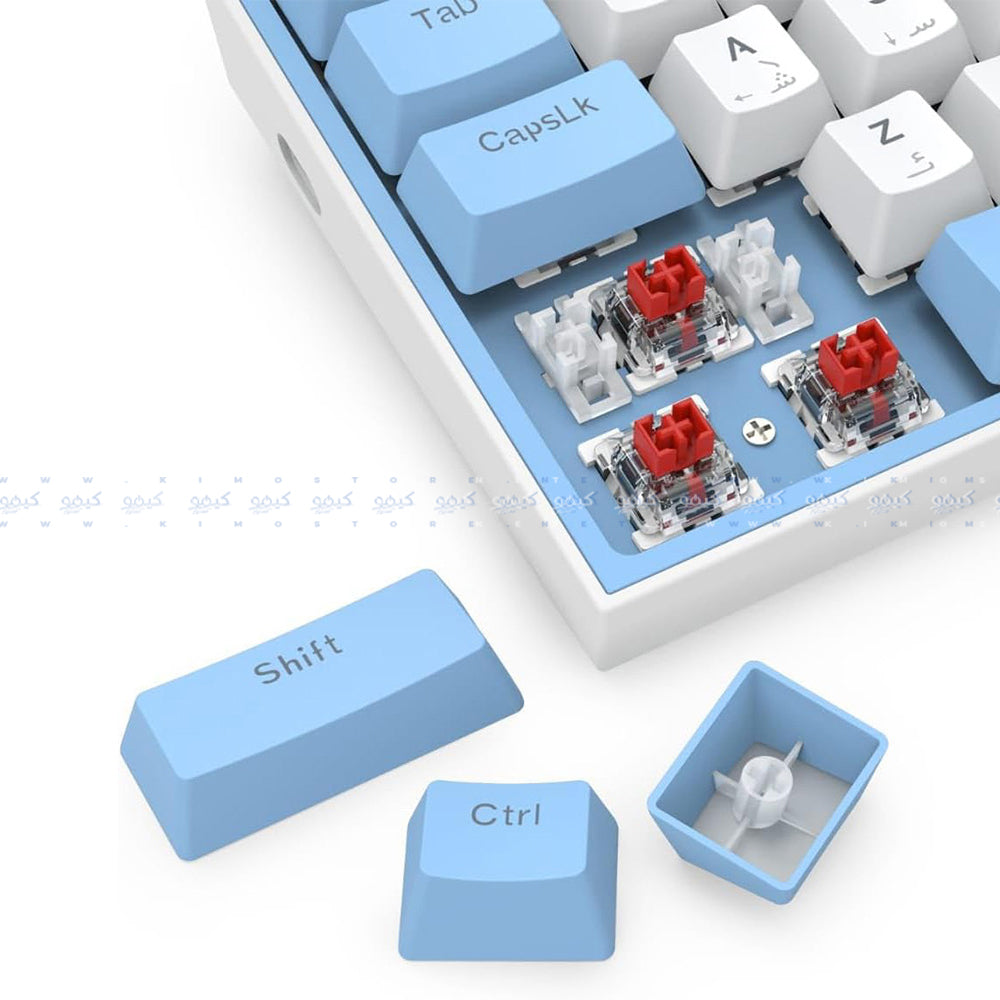 كيبورد ريدراجون سلكي RGB جيمنج سويتش احمر إنجليزي وعربي Fizz K617WB - أبيض x أزرق