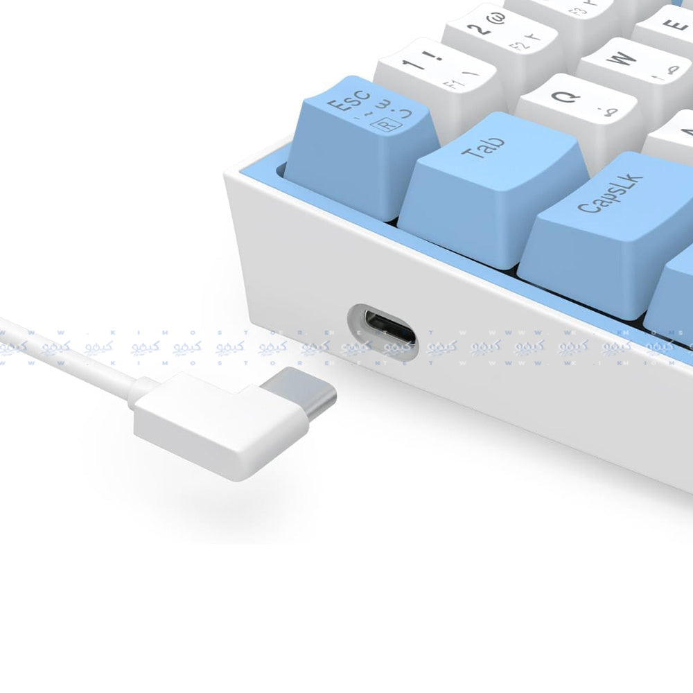 كيبورد ريدراجون سلكي RGB جيمنج سويتش احمر إنجليزي وعربي Fizz K617WB - أبيض x أزرق