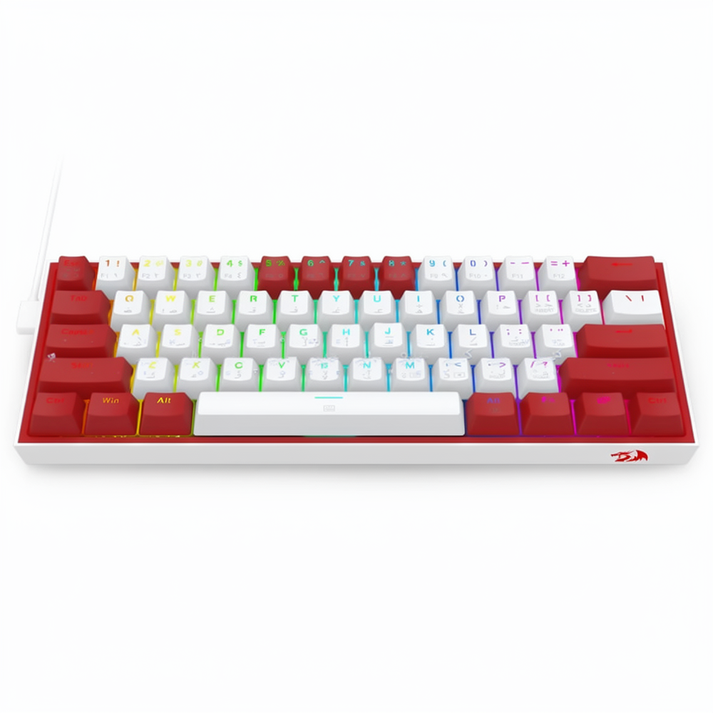Redragon Fizz K617WR Red Switch Wired RGB Gaming Keyboard English & Arabic - White x Red