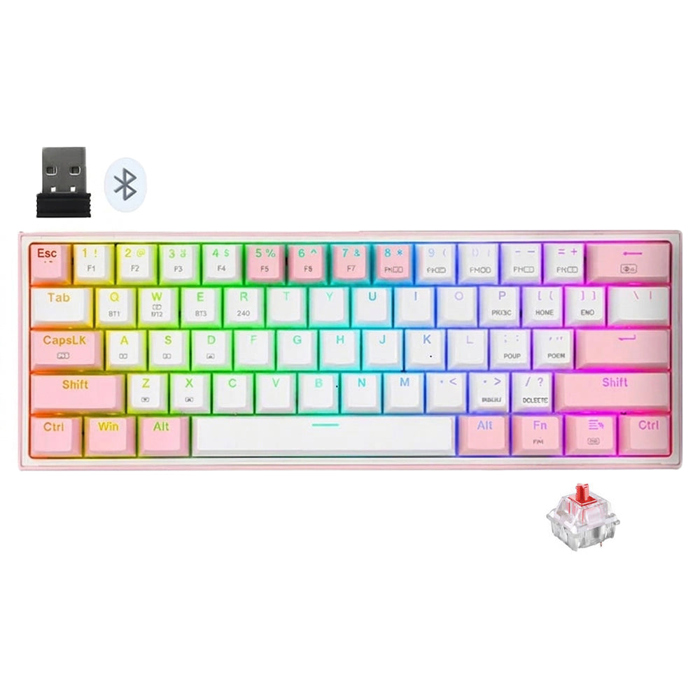 Redragon Fizz Pro K616 Red Switch Triple Mode Rechargeable Bluetooth Wireless & Wired RGB Gaming keyboard English & Arabic