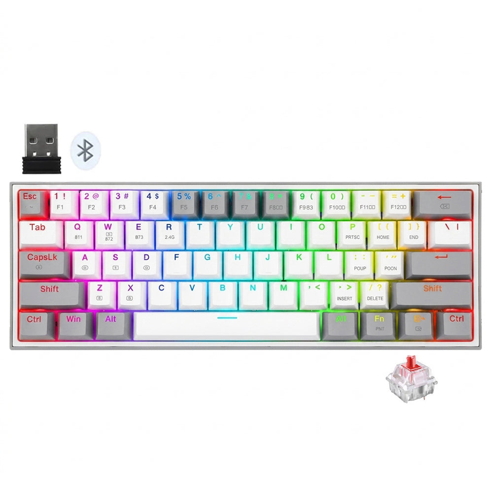 Redragon Fizz Pro K616 Red Switch Triple Mode Rechargeable Bluetooth Wireless & Wired RGB Gaming keyboard English & Arabic